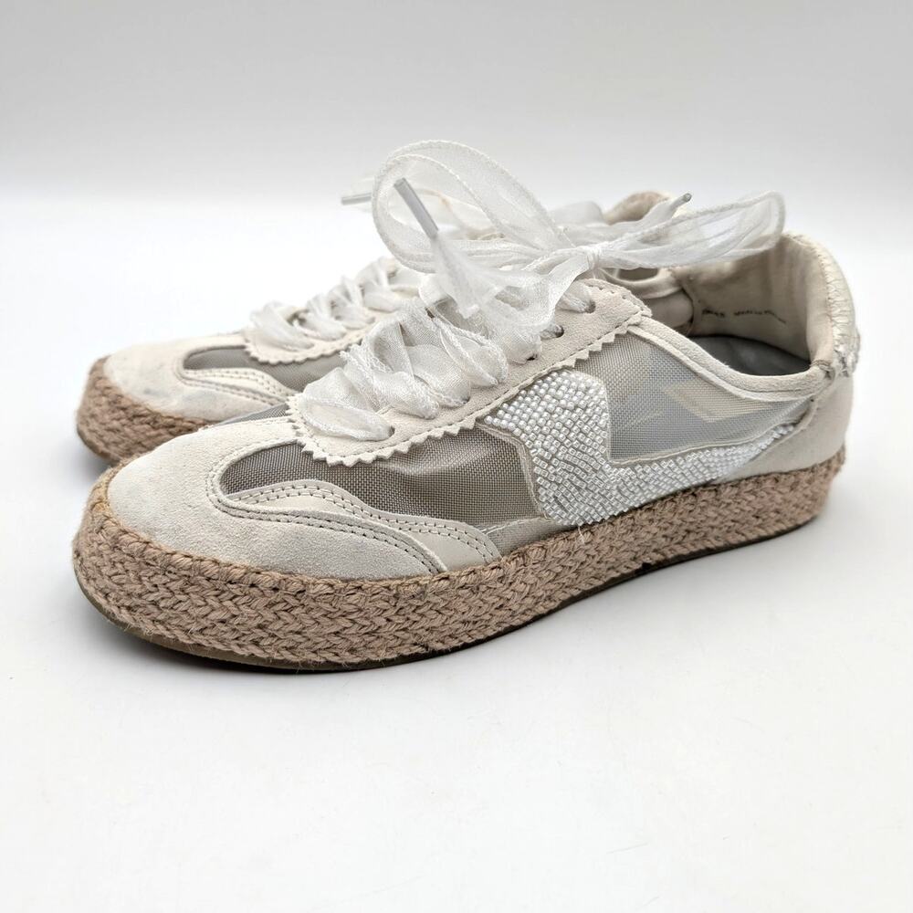 Dolce Vita Notice Beaded Mesh Espadrille Sneakers Women's White Size US6.5 EU37
